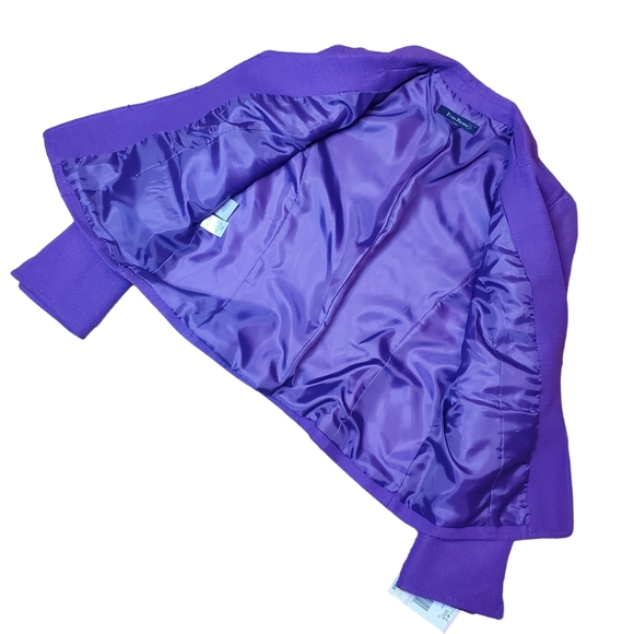 Evan Picone Jacket Blazer Open Front Career Essentials Hook Eye Purple NWT Sz10 - Picture 9 of 12